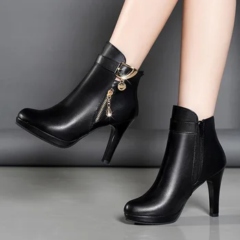

Factory Direct 2019 Autumn And Winter Stiletto Boots Side Zipper Platform High Heel And Ankle Boots Martin Boots Women
