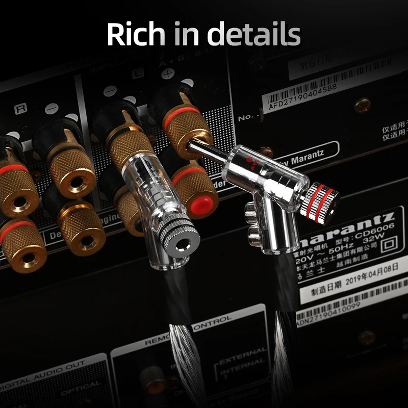 ATAUDIO Hifi 스피커 케이블, 고품질 OCC 및 실버 혼합 스피커 와이어, 자동 잠금 건 바나나 플러그 포함
