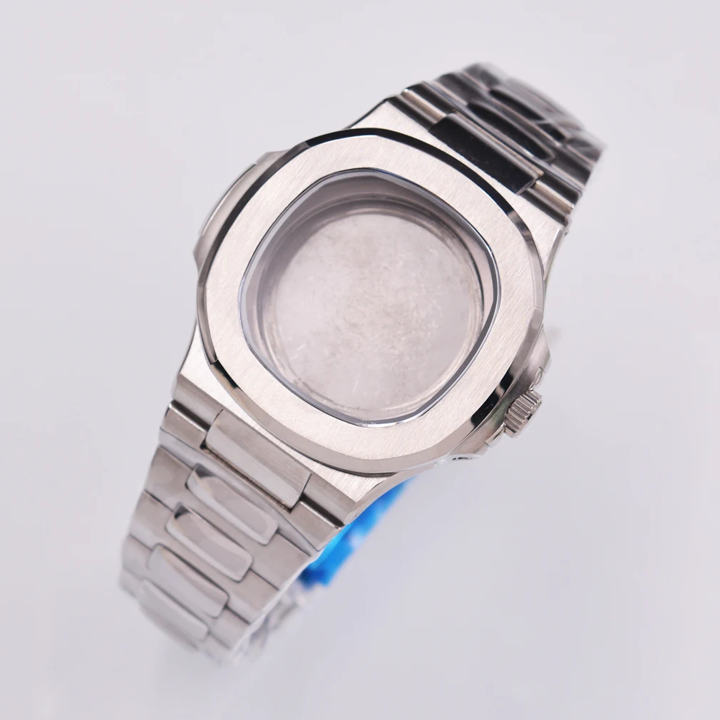 

40mm silver watch case fit NH35 NH36 ETA2836 2824 Miyota8215 821A DG2813 movements Stainless steel strap sapphire crystal Case