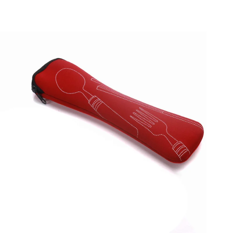 Модная Портативная подушка сумка нож вилка воздушная хлопковая дорожная сумка для посуды на молнии палочки для еды модный нож вилка подушка безопасности - Цвет: Red