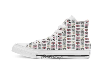 

Stack of Vintage Cameras Custom Casual High Top lace-up Canvas shoes sneakers Drop shipping