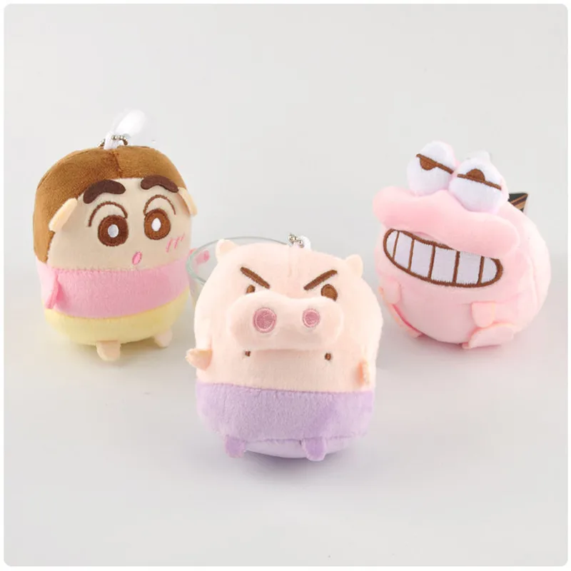 Аниме Мультфильм Crayon Shin-Chan свинья плюшевые игрушки, динозавр милые маленькие брелоки для сумки Peluche брелок куклы 9 см 12 шт./партия