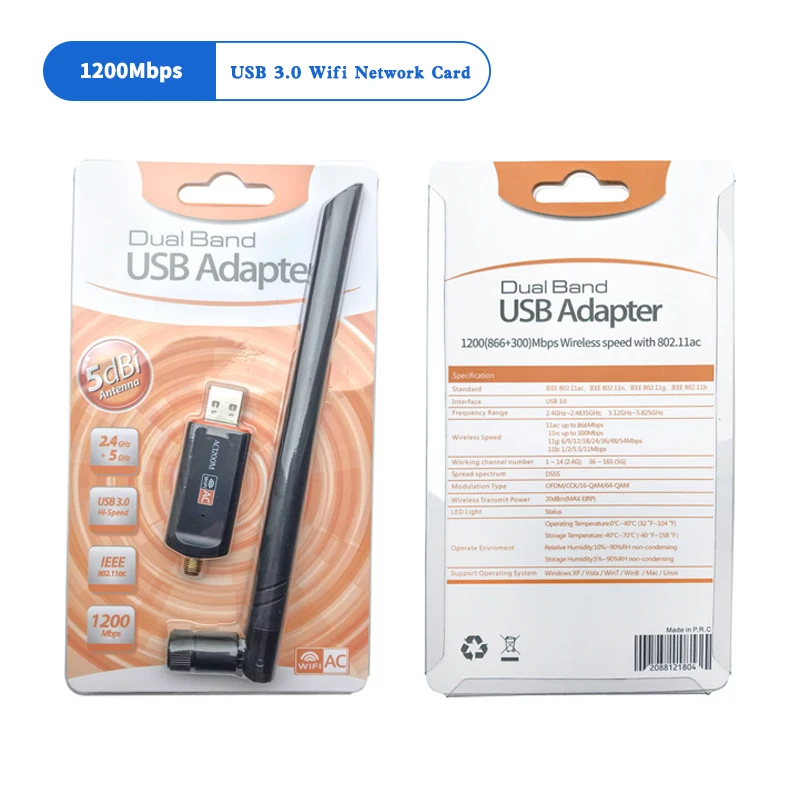 Двухдиапазонная WiFi USB 3,0 Беспроводная сетевая карта настольная беспроводная сетевая карта 2,4G& 5G WiFi Ethernet беспроводной USB адаптер Lan адаптер - Цвет: WiFi Network Card