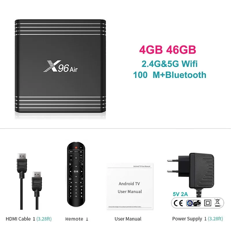 4GB 64GB X96 Air Smart tv Box Android 9,0 Amlogic S905X3 4 ГБ 32 ГБ 64 ГБ Android tv Box X96Air 1080P 4K 60fps медиаплеер телеприставка - Цвет: 4GB 64GB