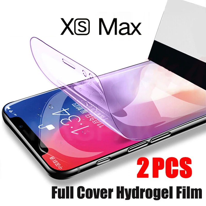 2 шт. полное покрытие для iPhone 11 Pro XS Max XR X Гидрогелевая пленка 8 7 6 6s Plus Защитная