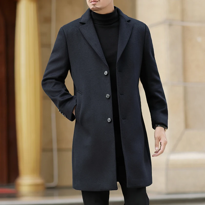 Manteaux de marque pour hommes, couleur unie, haute qualité, luxueux, mélange de laine, automne