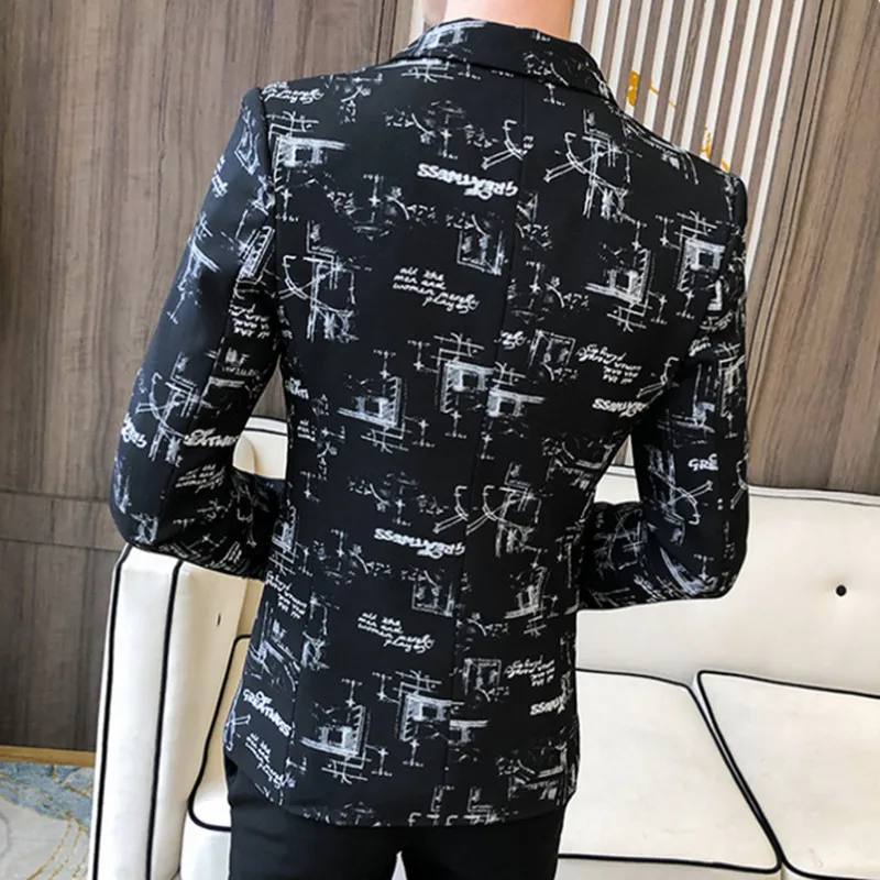 Brand clothing Fashion Men's Spring high quality Leisure business suit/Male printing Casual Blazers jacket Plus size S-3XL