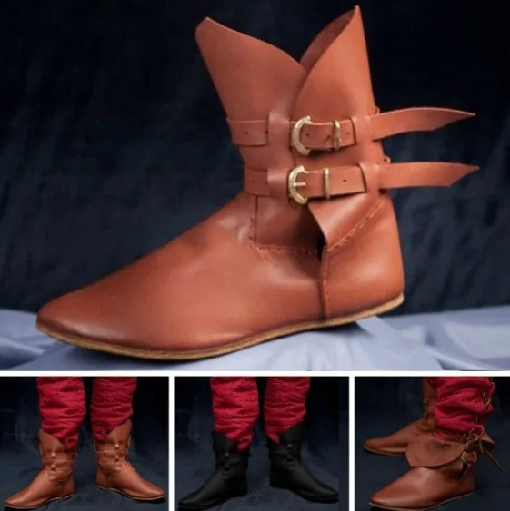 

Men's Medieval Leather Shoe Middle Ages Ankle Boots Victorian Renaissance Boot Shoes