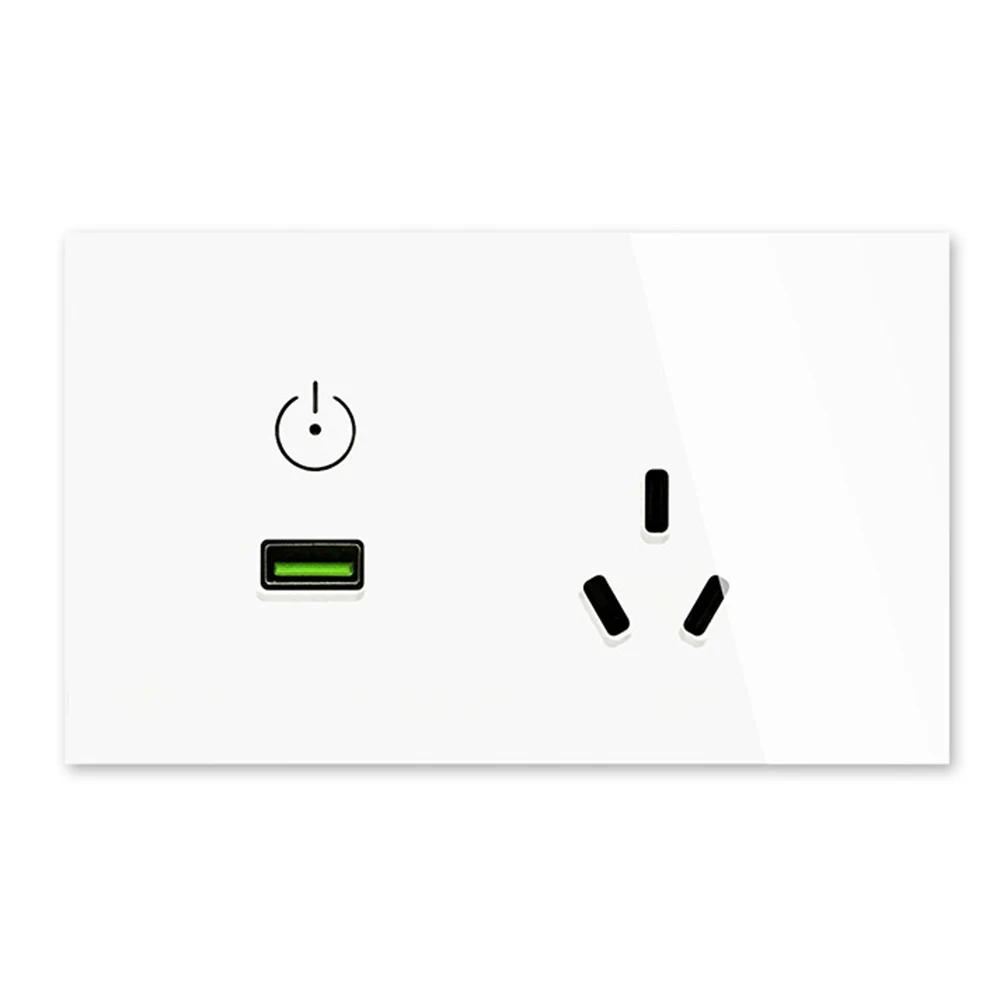 Сенсорный выключатель стеклянная панель USB настенная розетка AU электрическая розетка 13А прямоугольная силовая зарядка тарелки для комнаты и кухни