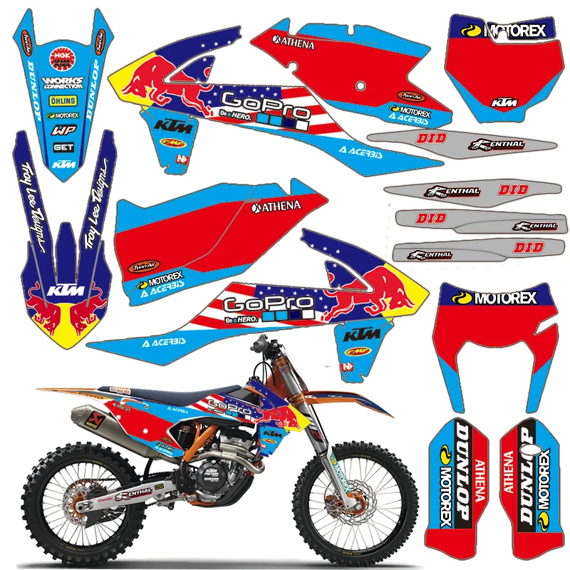 

MXGRAPHIC Full Set Graphic Decals Stickers DECO For KTM 125 200 250 300 350 450 EXC EXCF XCW 2017-2019 SX SXF XC XCF 2016-2018