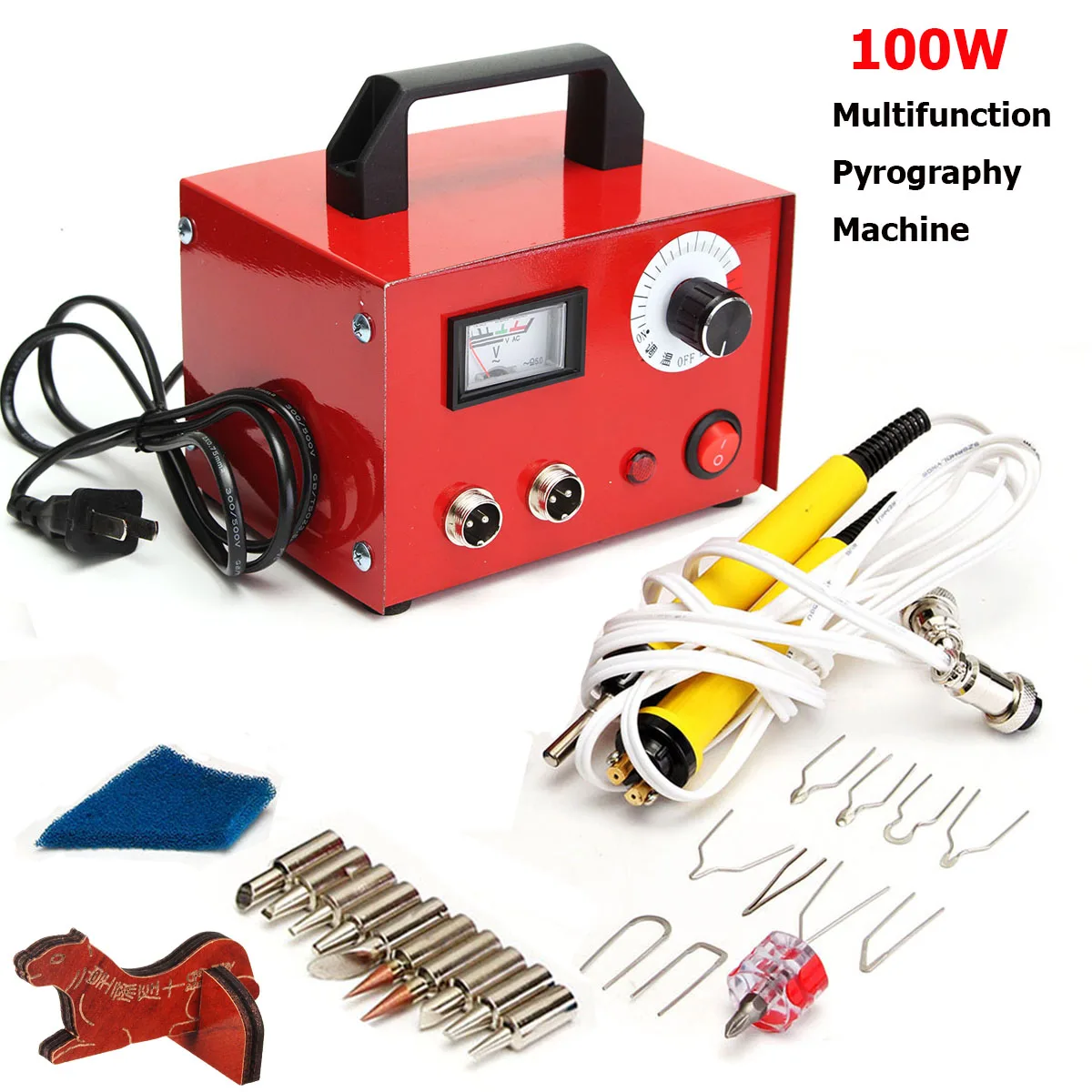

100W Digital Multifunction Pyrography Machine Gourd Wood with Pyrography Pen Wood Burning Pen Craft Tool Kit Sets AC 220V/110V