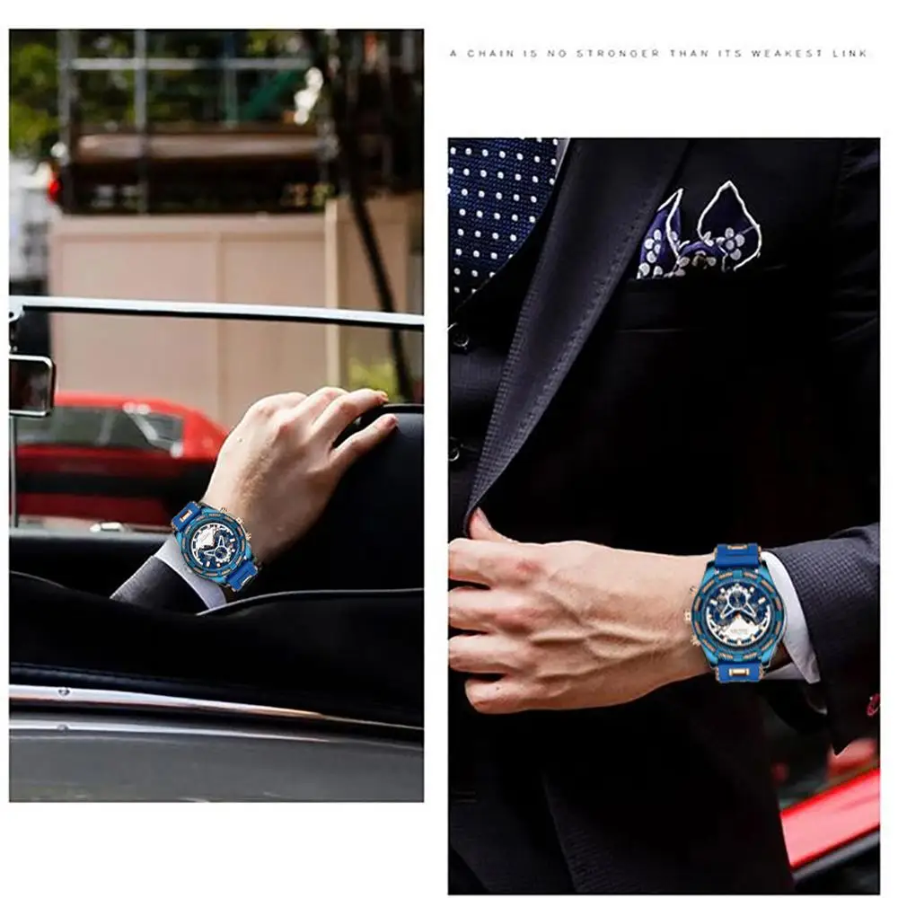 BIDEN Men's Fashion Analog Wristwatch Rubber Watch Band Minimalism Style Chronograph Watch BIDEN Men's Fashion Analog Wristwatch Rubber Watch Band Minimalism Style Chronograph Watch