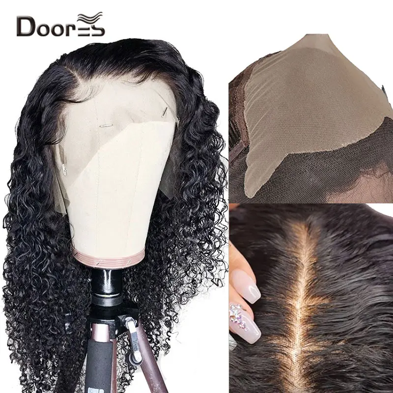 

13x6 Fake Scalp Wigs Deep Parting Lace Front Wig Peruvian Remy Curly Human Hair Wig Preplucked With Baby Hair 150% 180% Density