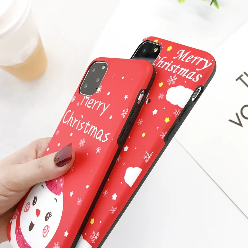 Чехол для телефона для iPhone 11 Pro Max X XR Xs Max Merry Christmas мультфильм олень, Санта мягкий IMD чехол для iPhone 6 6s 7 8 Plus