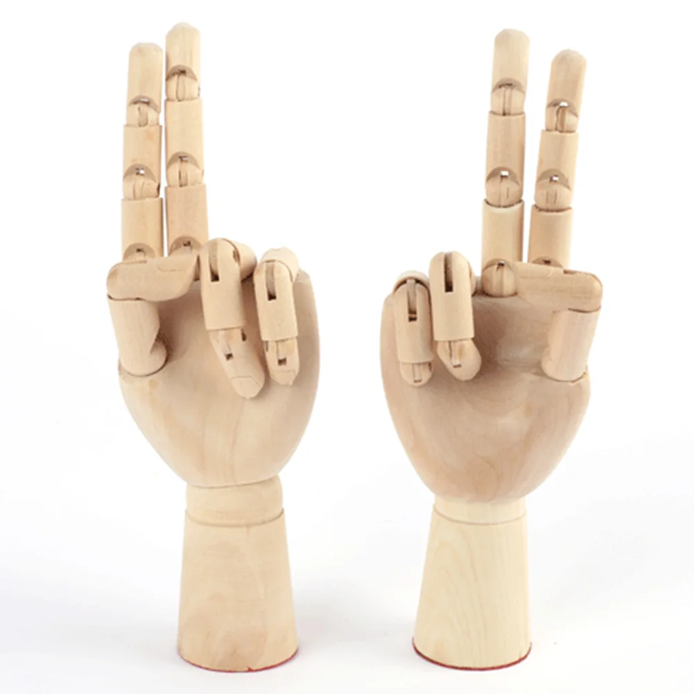 7/10/12Inch Decoration Hand Mannequin Flexible Lightweight Wrist Wooden Fake Model Articulated Left Right Art Dummy Fingers