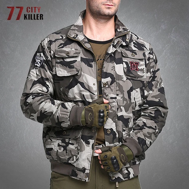 Chaqueta militar para hombre, de algodón con múltiples bolsillos abrigo grueso, abrigo táctico de combate a prueba de viento - AliExpress