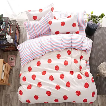 

Strawberry 4pcs Girl Boy Kid Bed Cover Set Duvet Cover Adult Child Bed Sheets And Pillowcases Comforter Bedding Set 2TJ-61021