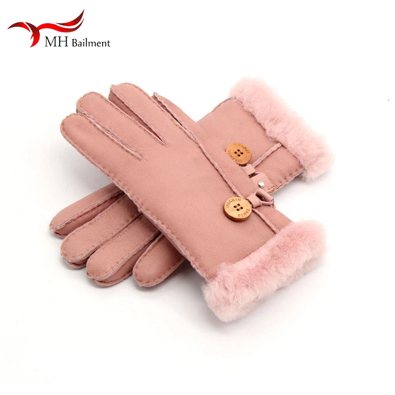 Осень зима новые женские перчатки из овечьего меха кожаные модные удобные теплые перчатки все относится к горячей роскошные перчатки женские S#6