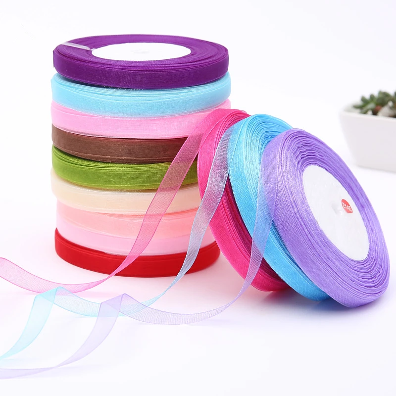 50yards 10mm Organza Ribbon for Handmade Bow Craft Wedding Christmas Decoration DIY Card Gift Wrapping organza ribbon,ribbon decoration,ribbon supplies,christmas ribbon,wrapping ribbon