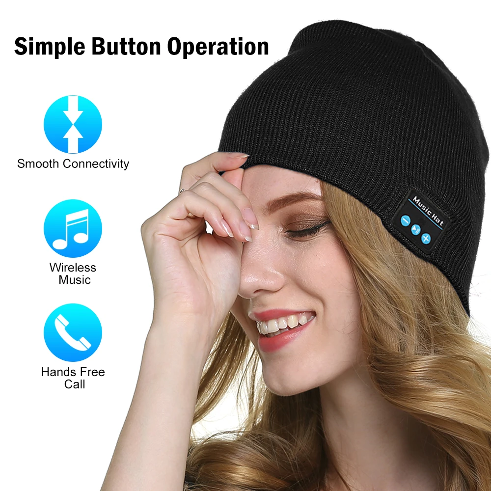Bluetooth Шапка-бини 4,2, беспроводная гарнитура для звонков, музыки, зимняя теплая вязаная шапка для спорта на открытом воздухе, бега, Bluetooth M5, музыкальная этикетка