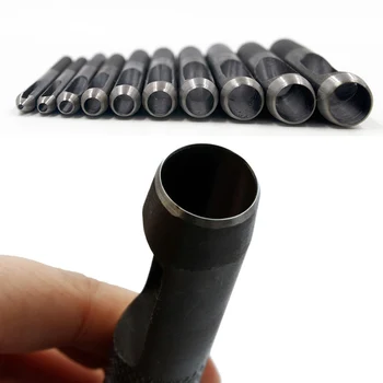 

10 Pcs Round Carbon Steel Leather Craft Shank Hollow Hole Punch 1mm-10mm for Leather Belt Band Gasket Tools EIG88