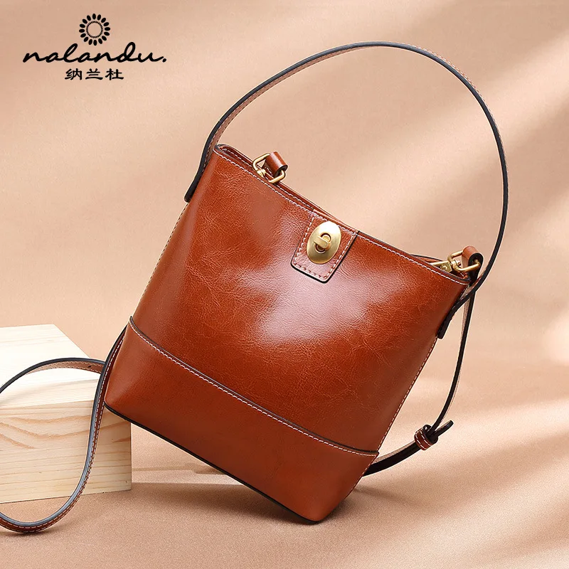 

Nalan Du Large-Volume Cowhide Bucket Bag Women's 2019 New Style Autumn And Winter Retro Handbag Women's Crossbody Bag Women's