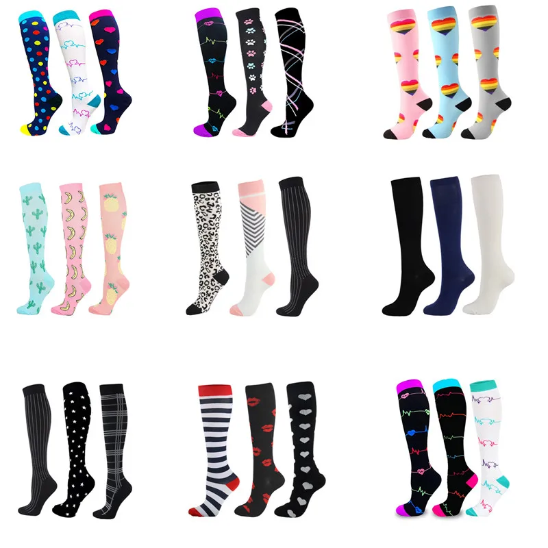 Calcetines de compresión transpirables para hombre y mujer, calcetín atlético para enfermería, apto para correr al aire libre, senderismo, vuelo para AM