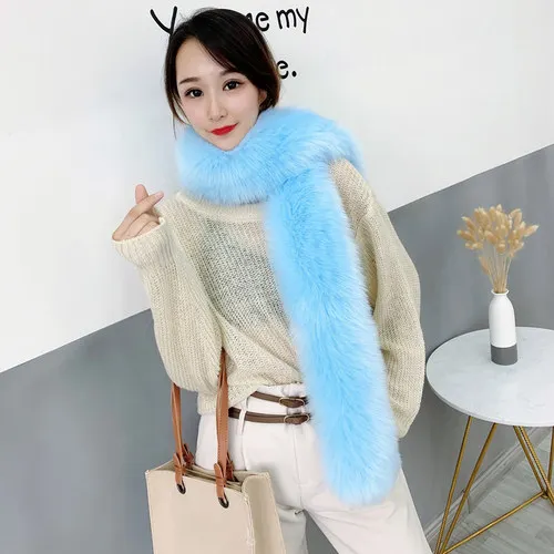 light blue Удлиненные шарфы из искусственного меха кролика длиной 180 см, вечерние меховые шарфы для косплея, пушистые теплые меховые накидки, зимние длинные меховые шали DIY - Цвет: light blue