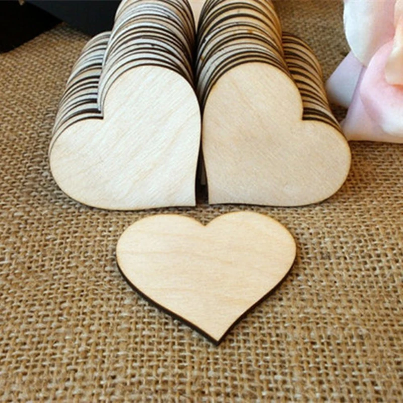 

200pcs 20mm Wooden Heart Kids Birthday Party Supplies Diy Scrapbook Craft Wedding Decoration Valentine'S Day