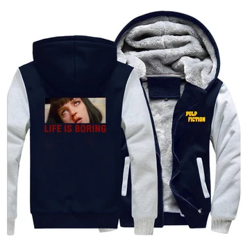

Pulp Warm Thick Fleece Men Winter Jacket Fiction Life Is Boring Coat Movie Thicken Thicken Coats Hoodies Streetweat Sweatshirts