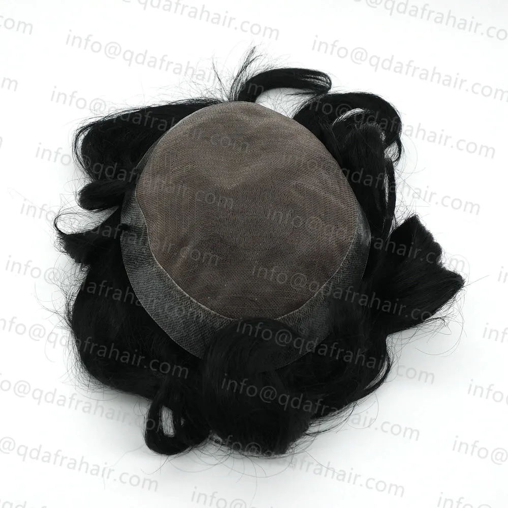 Hstonir 1# струйный Черный 7,5x9,2" Человеческие волосы remy парик для мужчин кружевные накладные волосы для мужчин t кружева настоящие мужские волосы H005