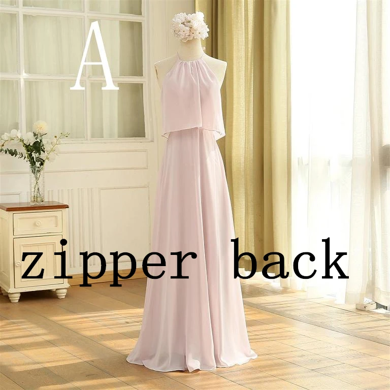 A zipper back Новое поступление светло-розовый Мульти стиль для женщин; большие размеры шифоновое платье для подружки невесты Элегантное платье для свадьбы гостя W4304 - Цвет: A zipper back