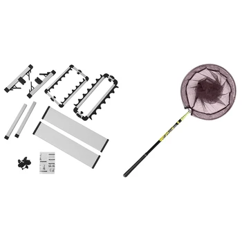 

1 Pcs 12 Slots Fishing Rod Rack Holder Fishing Rod Pole Bracket Stand & 1 Pcs 2.1M Collapsible Catch Fishing Net