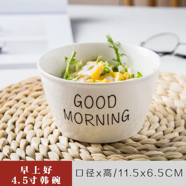 Breakfast Bowl Nordic Creative Cool Cute Couple's Household Tableware Ceramic Simple Net Red Ins Wind Rice Bowl Single Other 6