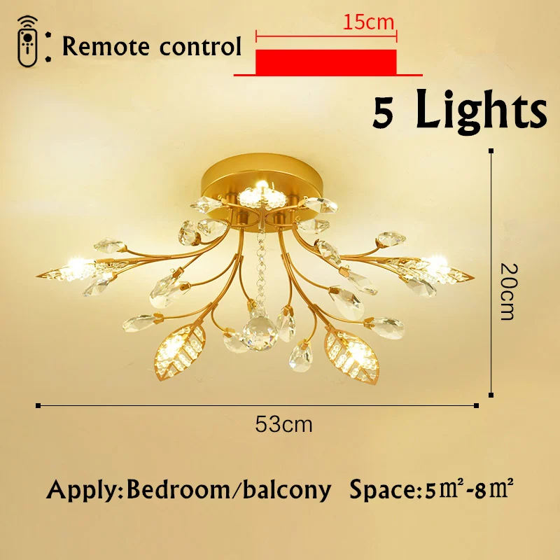Современный роскошный светодиодный потолочный светильник с кристаллами Lustre de cristal, хрустальный шар, потолочный светильник для дома, гостиной, осветительные приборы - Цвет корпуса: 5lights control