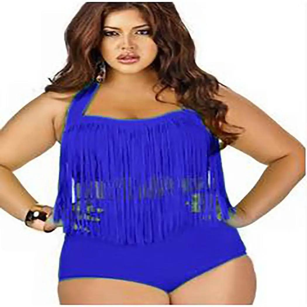 Women Large Size Beachwear Solid Color High All Seasons Casual Beach, Vacation, Swimming Waist Split Swimsuit
