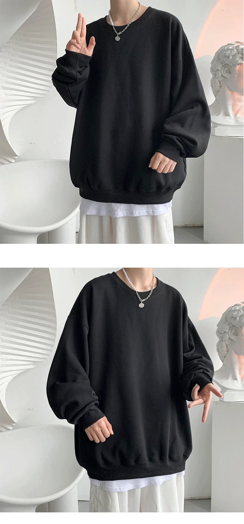 homem coreano casual solto pullovers outono homens casuais moletom harajuku impresso