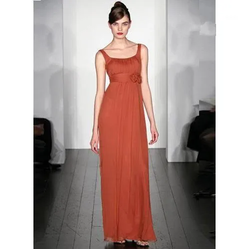 Мода vestido de noiva Империя Спагетти ремни Длина до пола ленты платья подружек невесты для свадьбы вечерние платья выпускного вечера