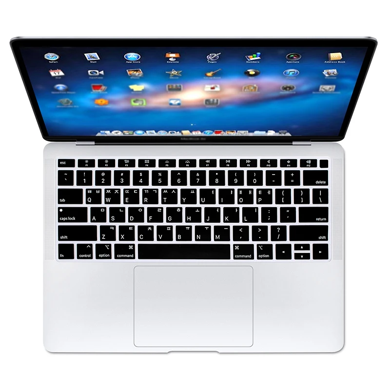 Silicone Laptop Korean Keyboard Cover Skin for MacBook Newest Air 13" Release A1932 with Retina Display - Цвет: Black