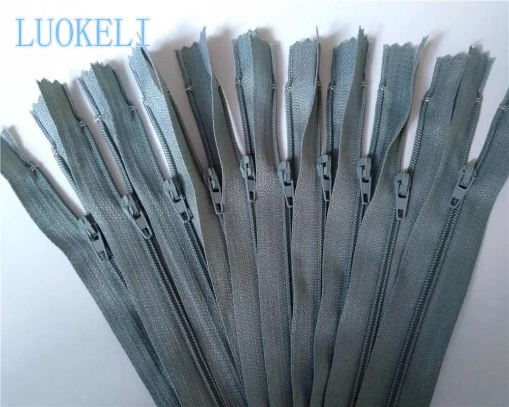 Gray 10 шт 3# закрытые нейлоновые катушки молнии(14 дюймов) 35 см портной процесс шитья многоцветные опционально - Цвет: Gray