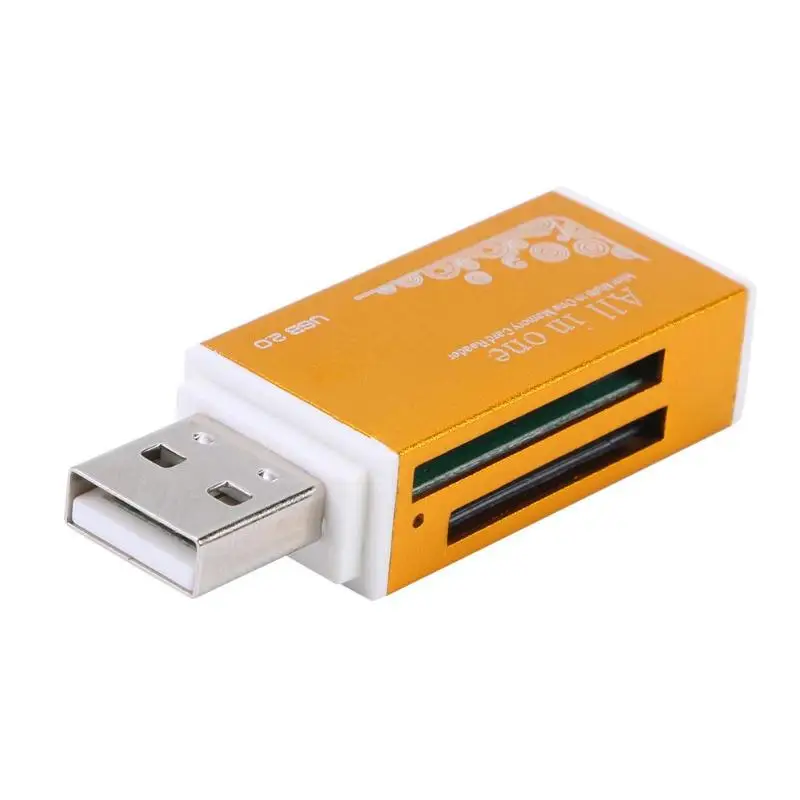 4-в-1 Алюминий оболочки, устройство для чтения карт памяти, USB2.0 высокоскоростной универсальная карта памяти Алюминий корпус из металлического сплава с рабочий индикатор