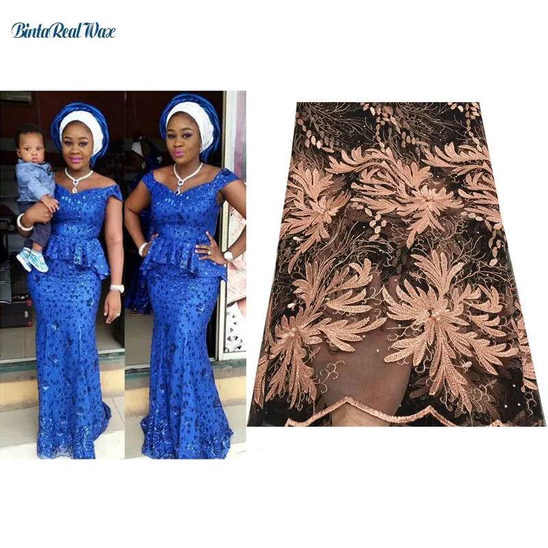 New Bazin Riche African Lace Embroidered Dresses for Women Plus Size Dashiki Women Vestidos African Clothing WY2307