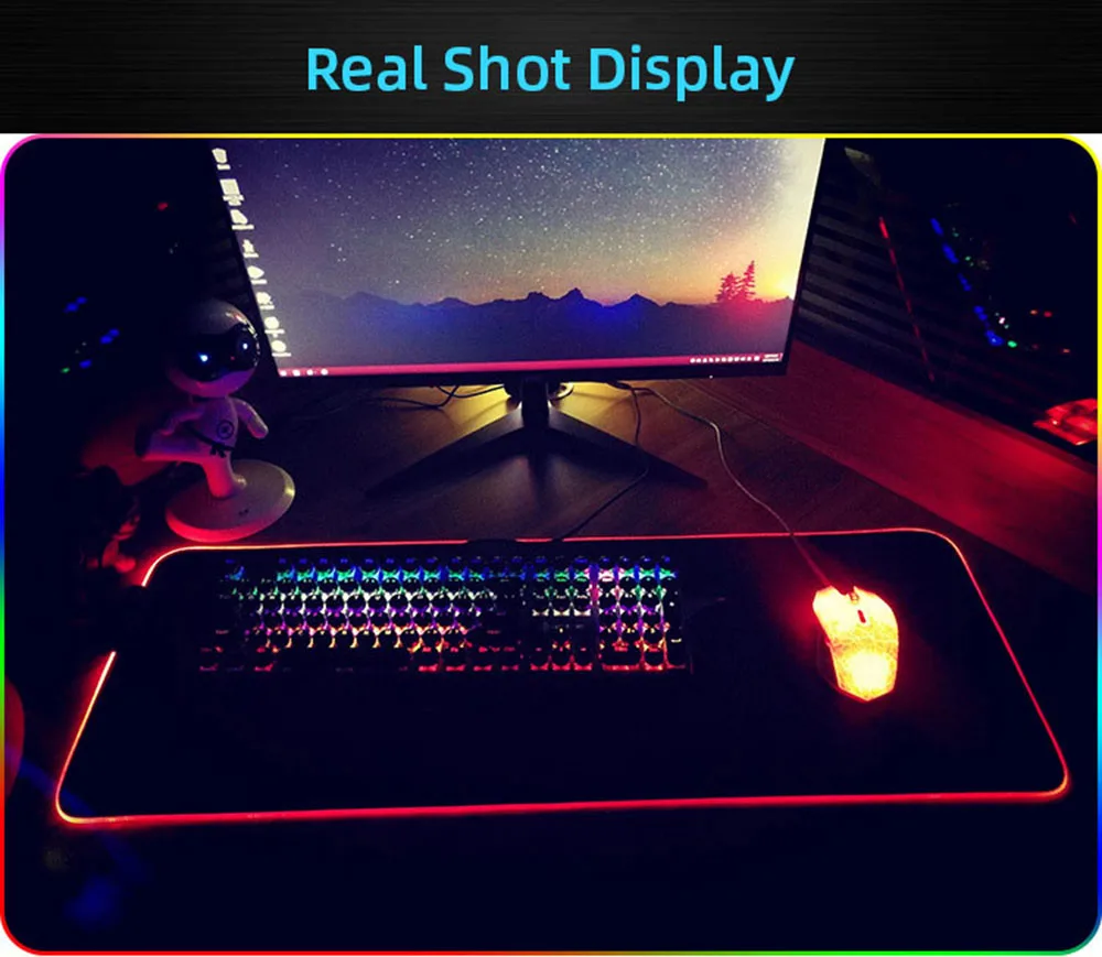 RGB красочный градиентный Коврик Для Мыши для ПК ноутбук игровая Офисная Клавиатура плавный переключатель мигающий стол Нескользящий Резиновый светодиодный светильник