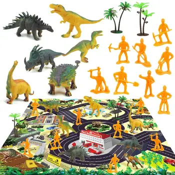 

17Pcs/Set Realistic Dinosaur Figures Trees Activity Play Mat Kids Education Toy