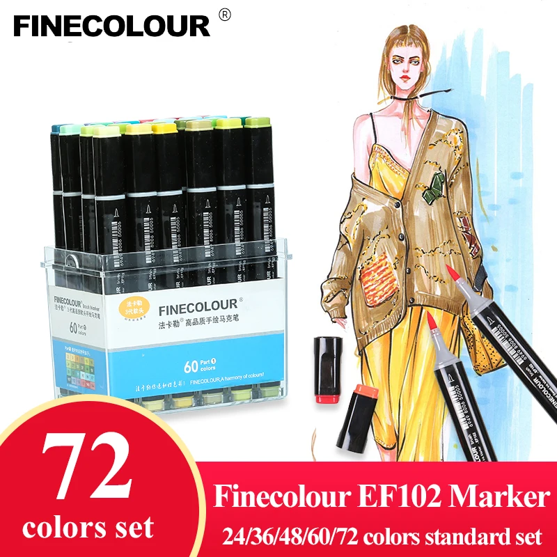 Finecolor-brosse souple à Double tête EF102, croquis professionnel,  marqueurs artistiques pour dessin, 240 couleurs, + 25 pièces, fournitures  artistiques - AliExpress