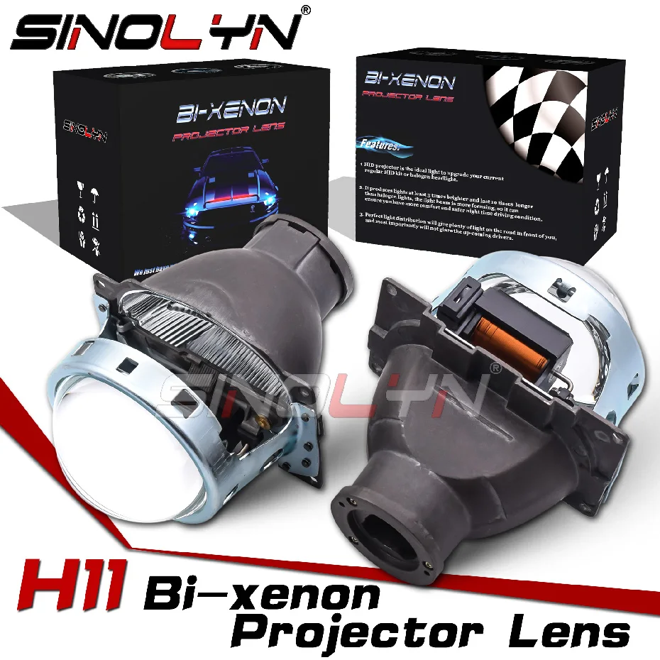US $47.56 Sinolyn Bi Xenon Projectors Headlight Lens Koito H11 LEDHID 3 Inch Metal Koito Q5 Lenses For Car Headlight Car Lights Tuning
