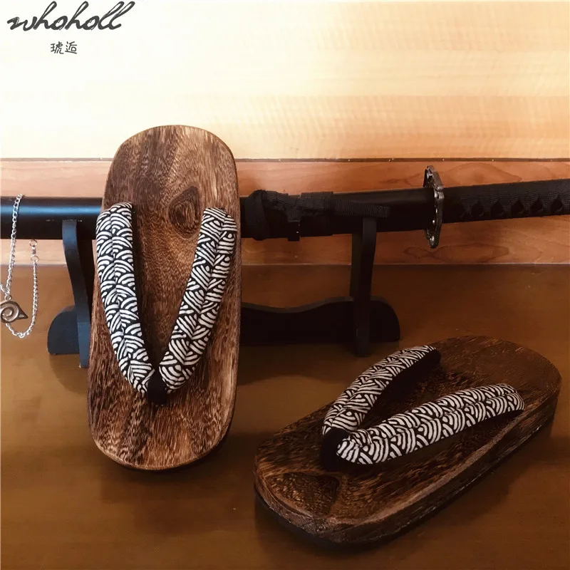WHOHOLL Geta Summer Man Women‘s Slipper Large Japanese Wood Flip-flops Indoor Flat Non-slip Clogs Slippers Plus Size 47 48 |
