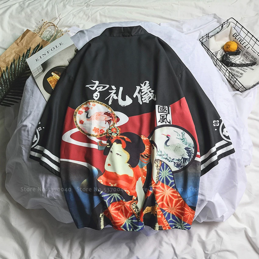 Самурайский японский стиль кардиган-кимоно халат юката платье Haori для мужчин и женщин Китайский дракон пальто традиционная уличная азиатская одежда