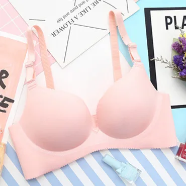 Pink Бюстгальтер с цветочным принтом, женский бюстгальтер, бесшовный бюстгальтер с эффектом пуш-ап для женщин, беспроводной бюстгальтер без косточек 3/4, регулируемый бюстгальтер на лямках - Цвет: Pink