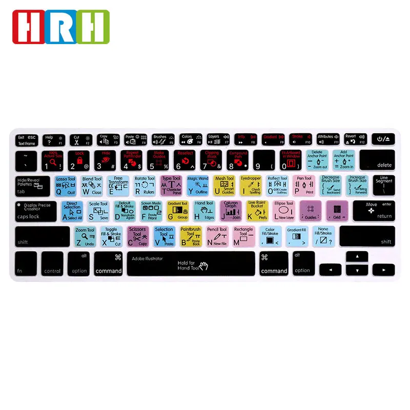 

HRH VIM/VI Korean Hotkey Shortcuts Silicone Keyboard Cover Protector Keypad Skin For Mac Air Pro Retina 13"15"A1502